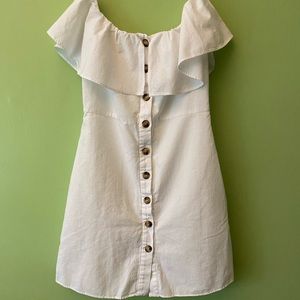 ZARA Off shoulder cotton dress WHITE size: XS with 2 side pockets